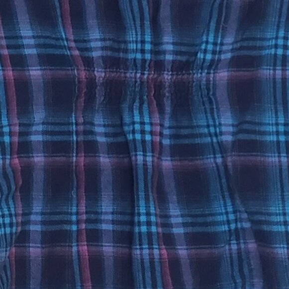 Y2K Decree Plaid Snap Button Down Shirt Size M Blue Grunge Western Cowgirl Rodeo - Picture 4 of 9